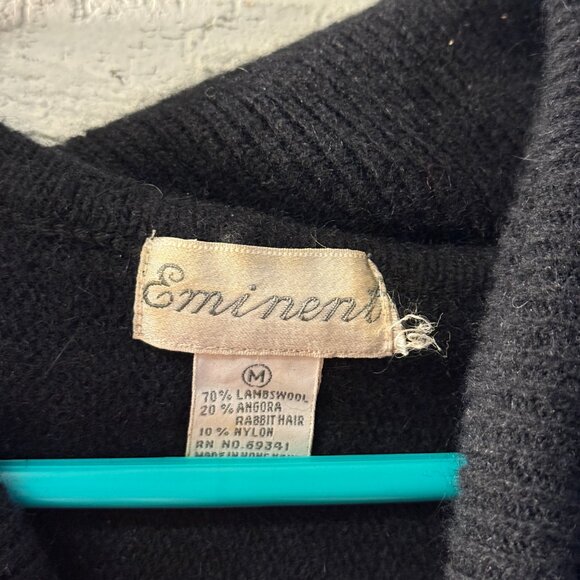 Vintage Eminent Black Wool Angora Sweater Tunic – Gold Stud & Button Med - Picture 6 of 11